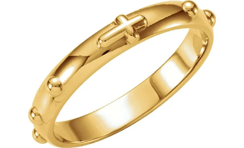 10k Yellow Gold 4mm Rosary Ring, Size 8