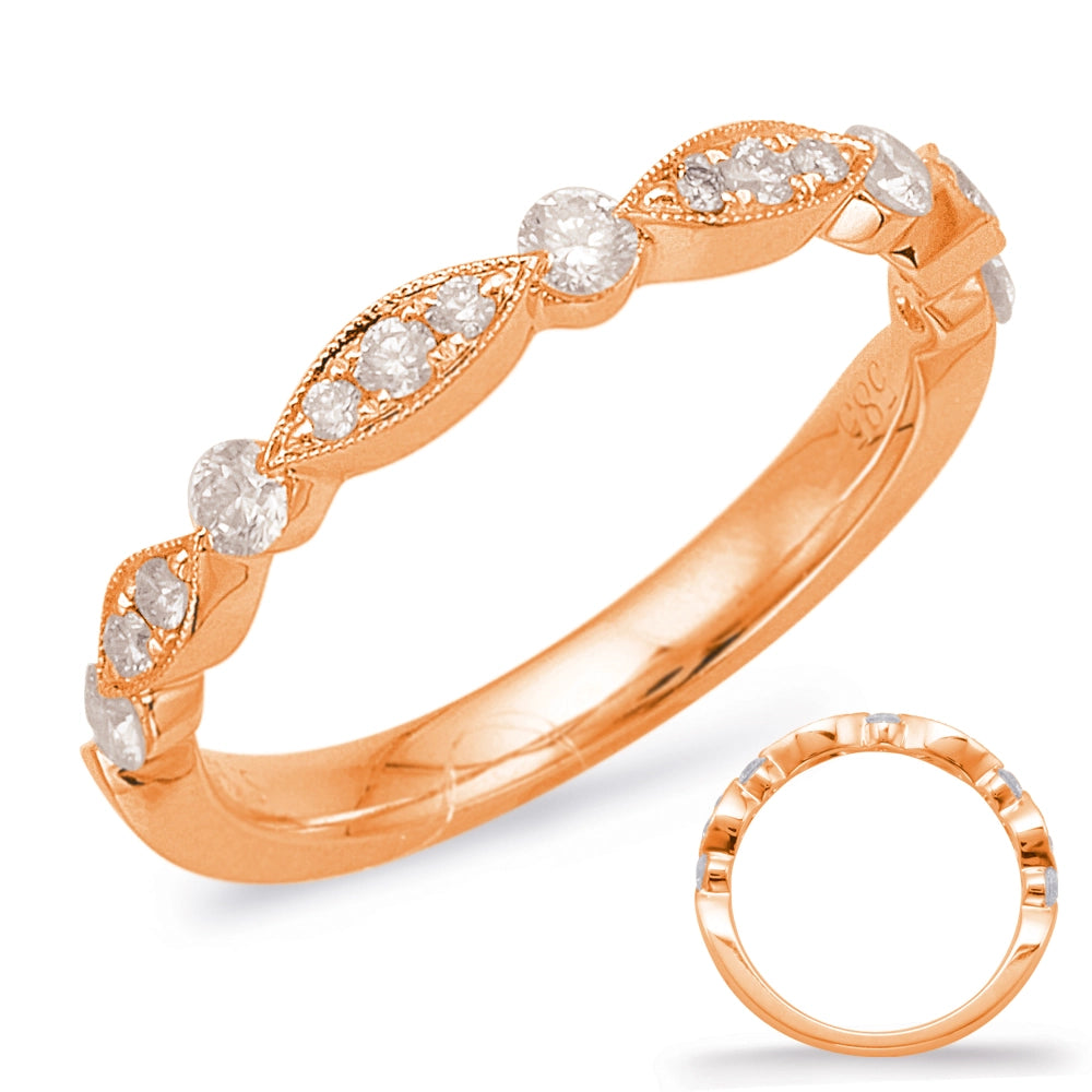 14K Rose Gold Fancy Diamond Band, Scalloped