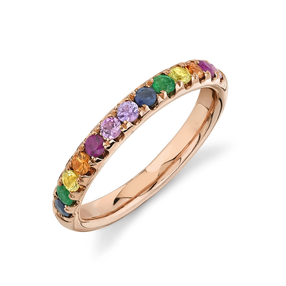 14K Rose Gold Multi-Color Stone Band