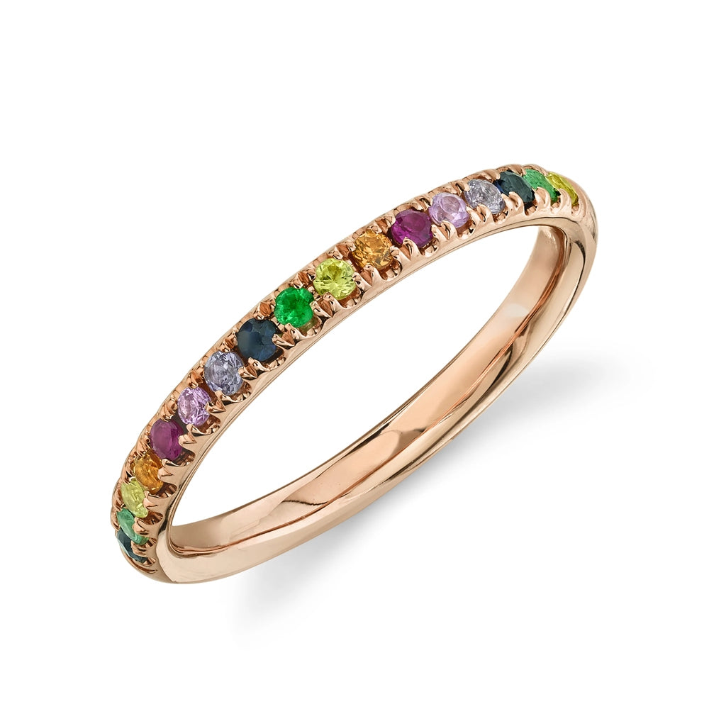 14K Rose Gold Multi-Color Stone Band