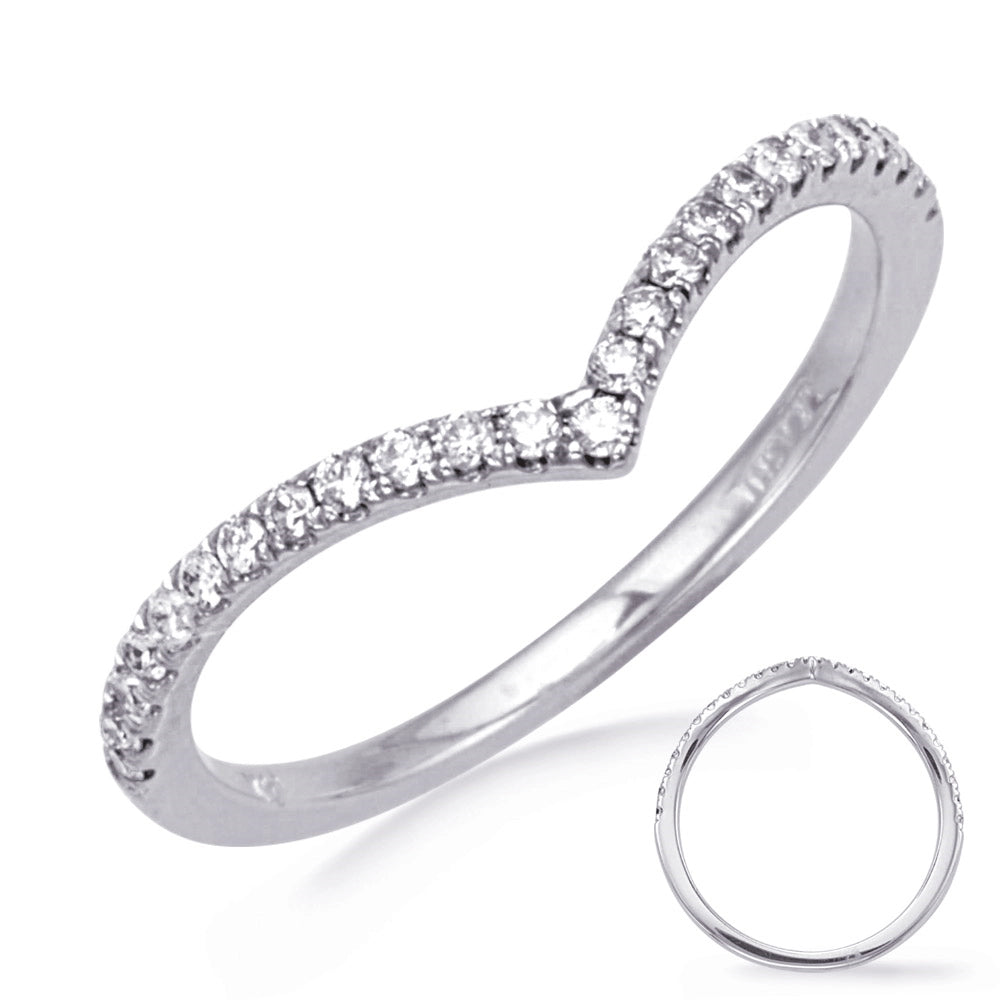 14K White Gold Curved Diamond Band