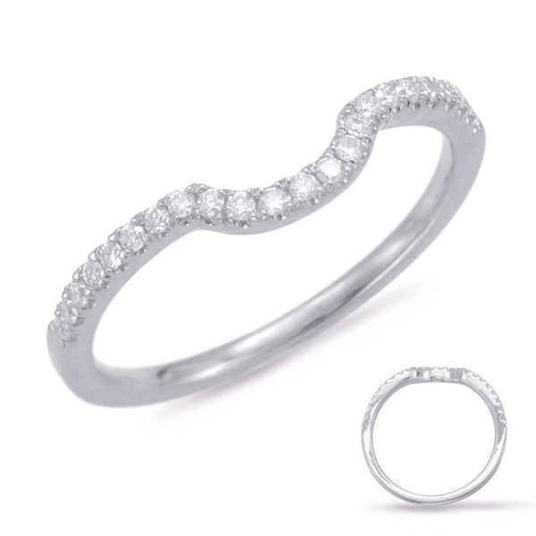 14K White Gold Curved Diamond Band