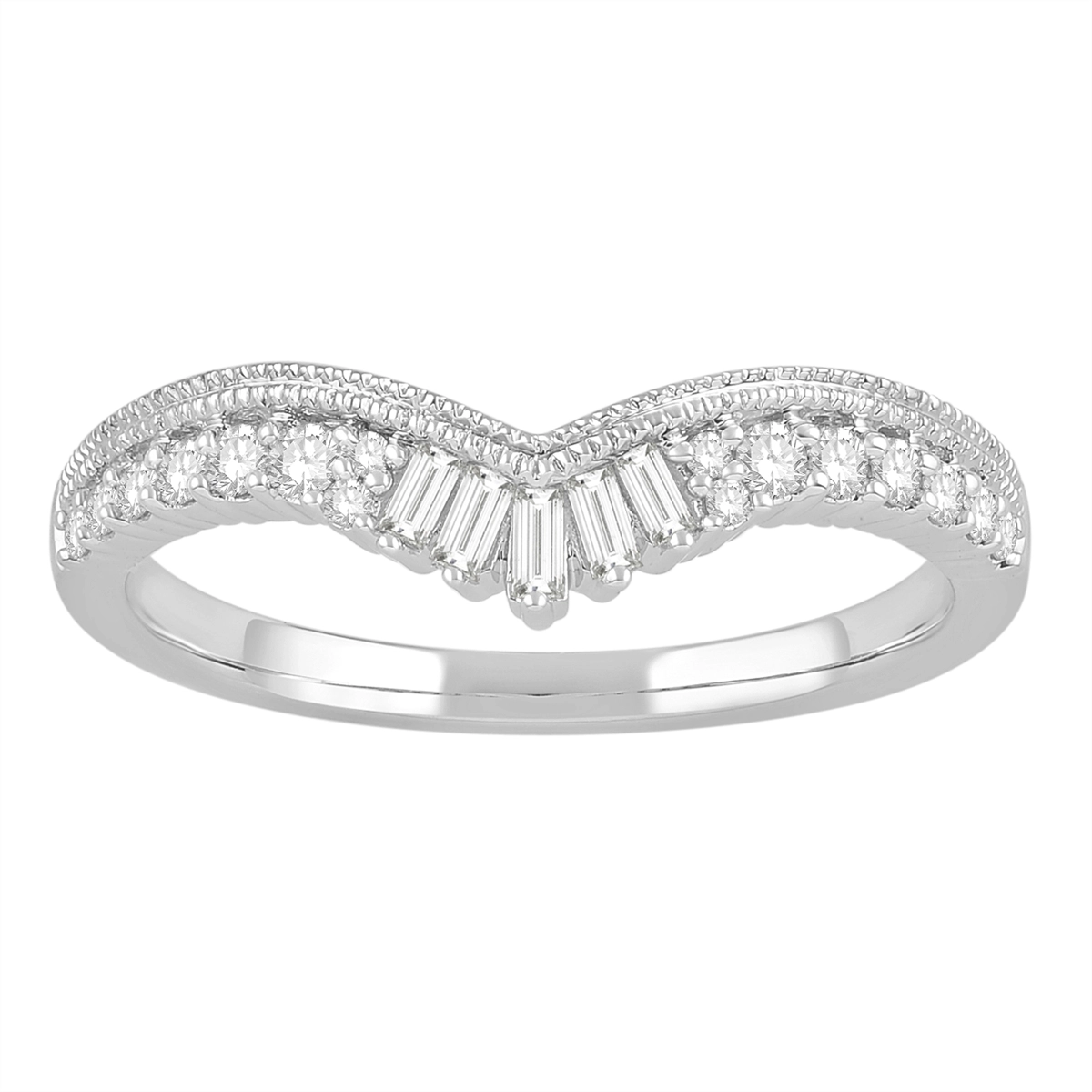 14K White Gold Curved Diamond Band