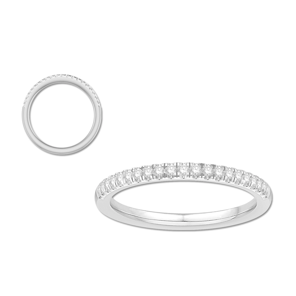 14K White Gold Diamond Band, Prong Set