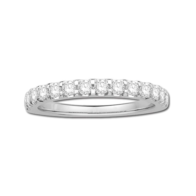 14K White Gold Diamond Band, Prong Set