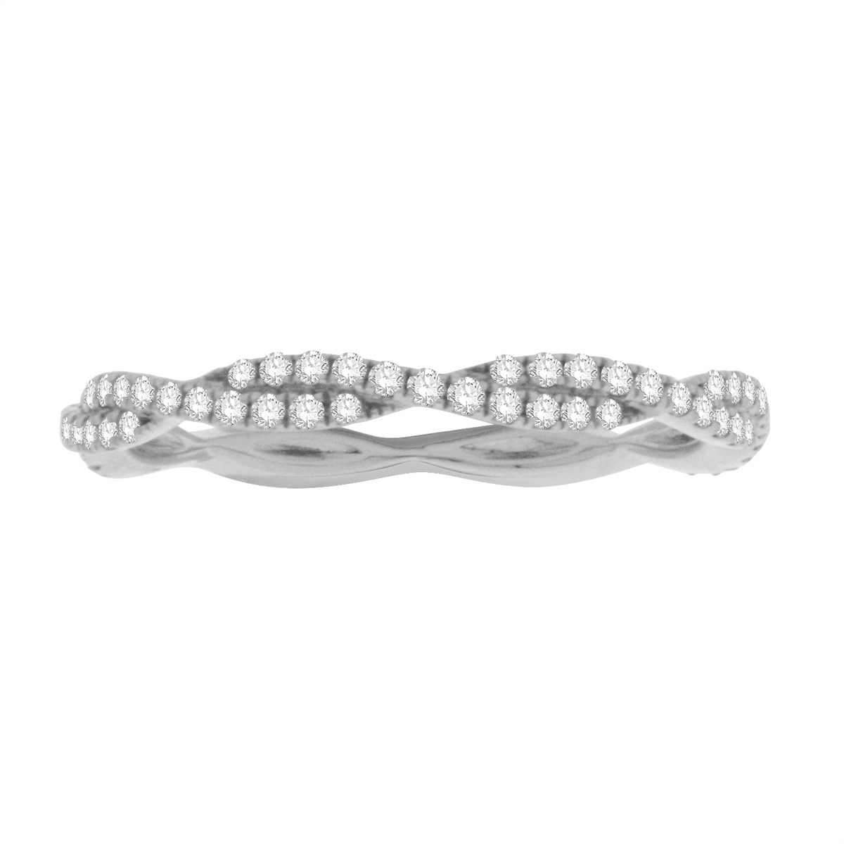 14K White Gold Diamond Band, Twist Shank