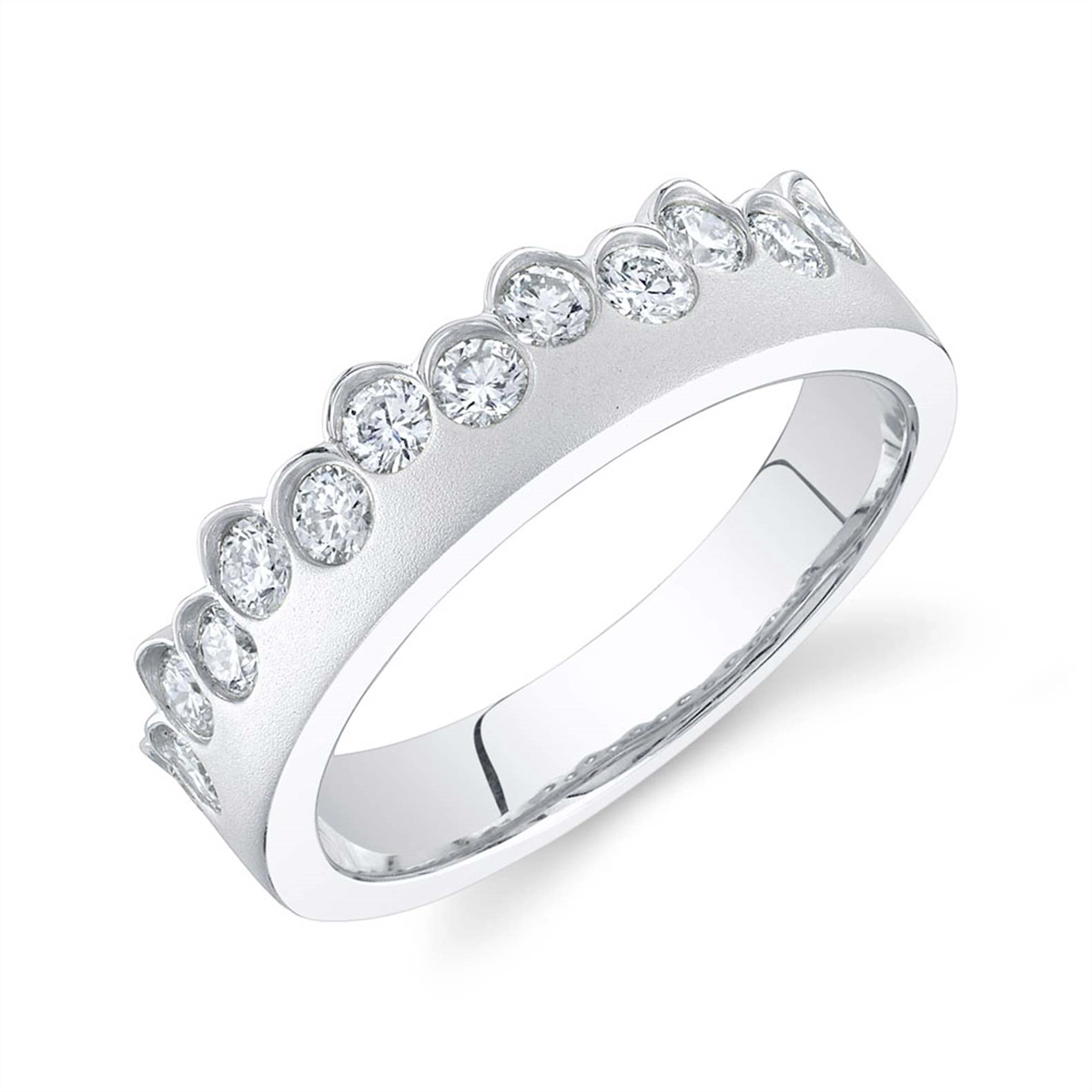 14K White Gold Diamond Fancy Bezel Ring