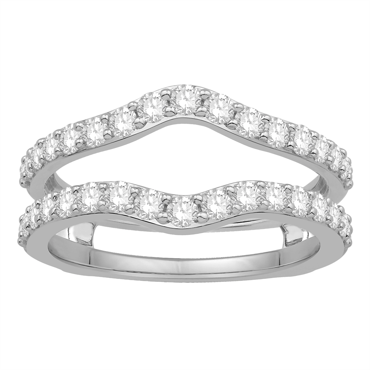 14K White Gold Diamond Ring Guard