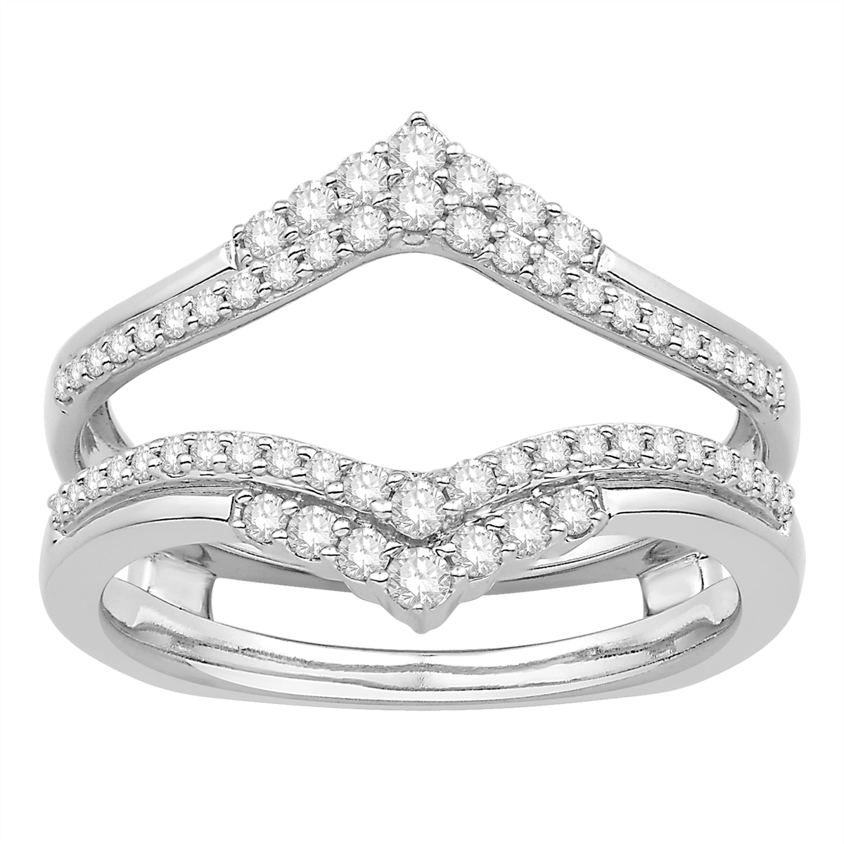 14K White Gold Diamond Ring Guard