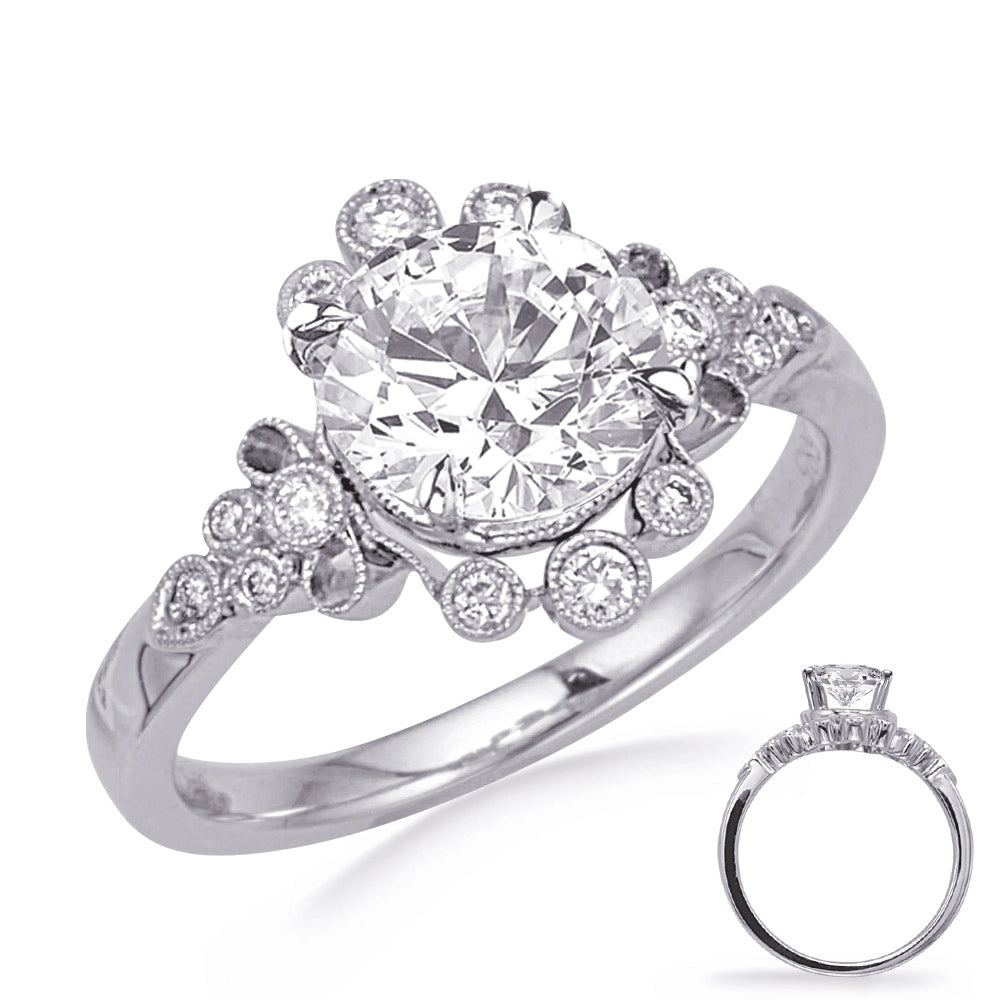 14K White Gold Diamond Semi-mount Ring