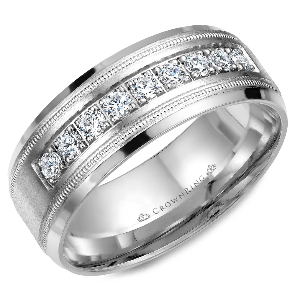 14K White Gold Diamond Wedding Band