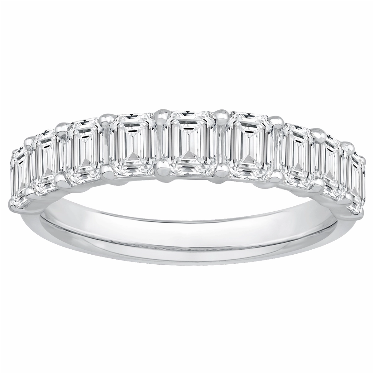 14K White Gold Emerald Cut Diamond Band