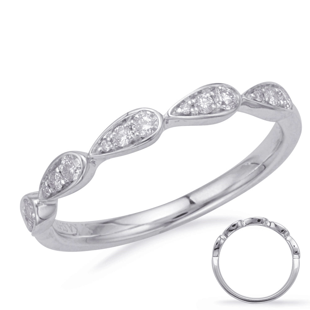 14K White Gold Fancy Diamond Band with Pear Design