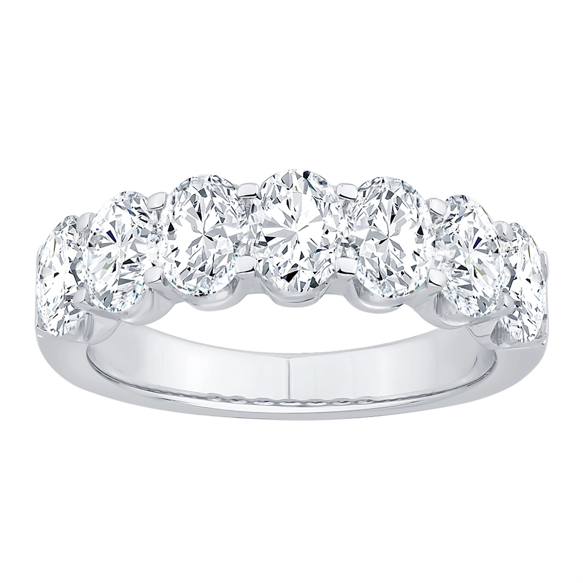 14K White Gold Oval Diamond Band