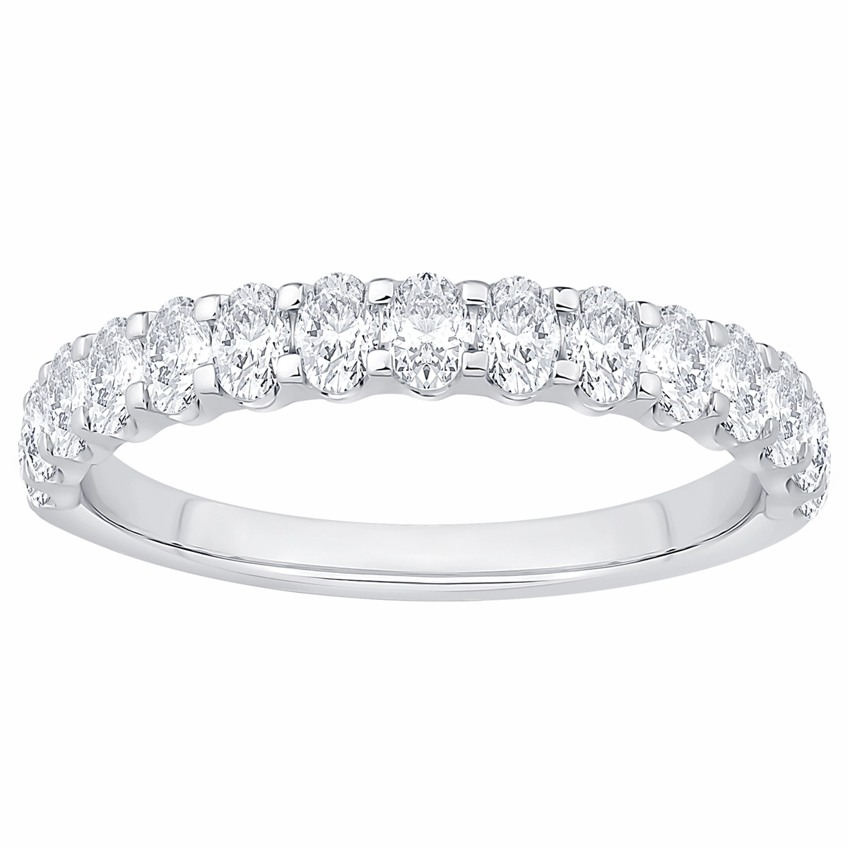 14K White Gold Oval Diamond Band