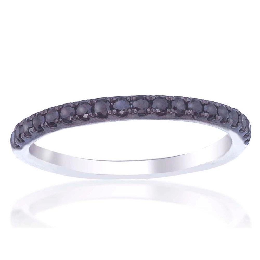 14K White Gold Pave Black Diamond Band