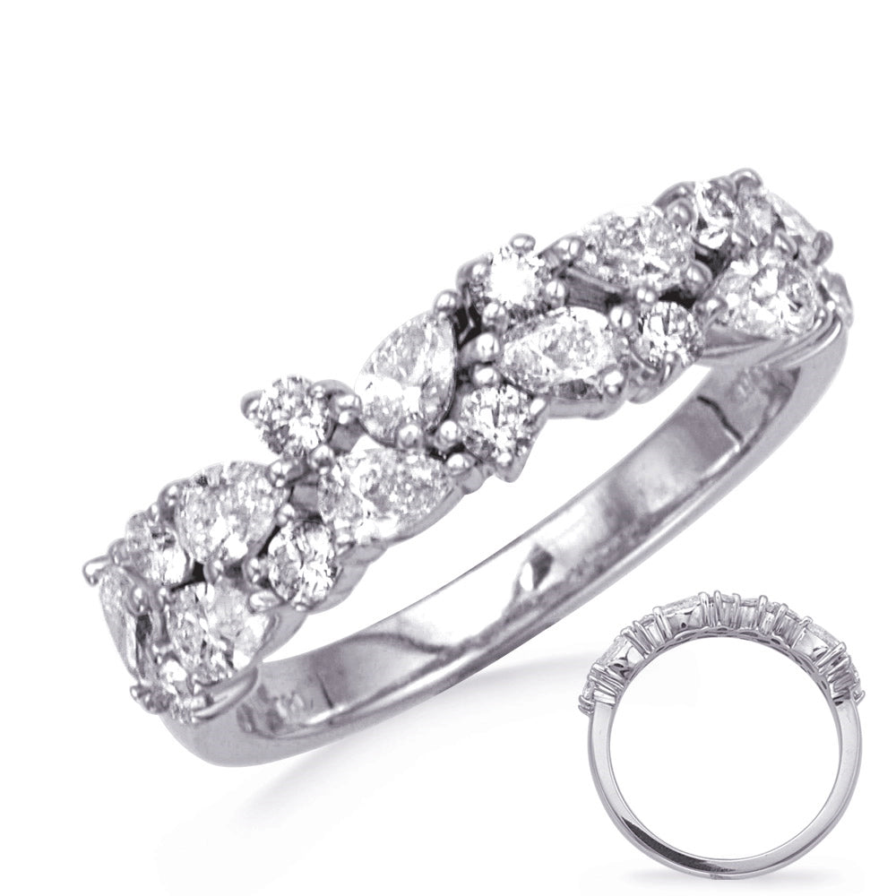 14K White Gold Pear and Round Diamond Band