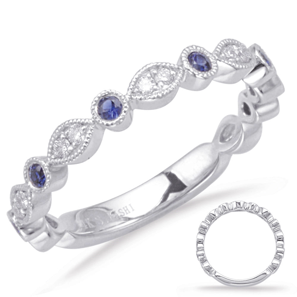 14K White Gold Sapphire and Diamond Band