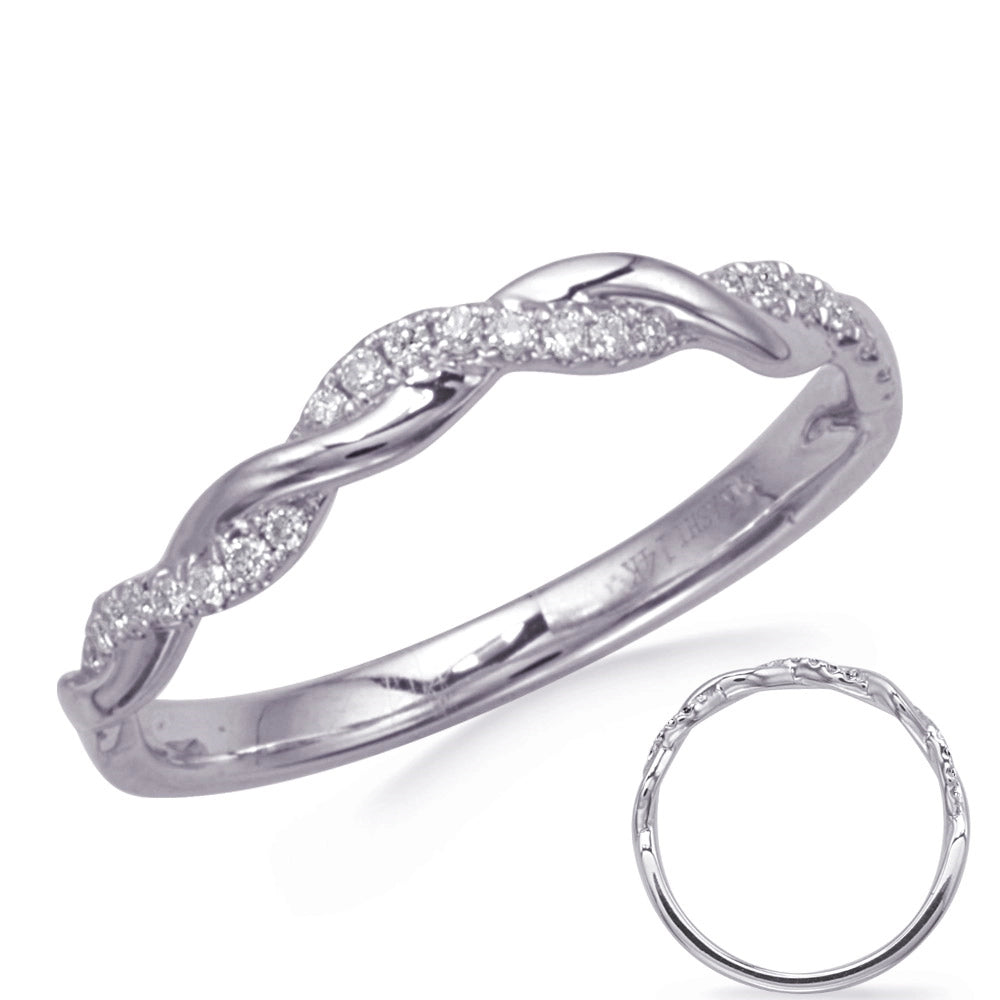 14K White Gold Twisted Diamond Band