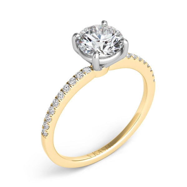 14k Yellow and White Gold Diamond Semi-mount Ring