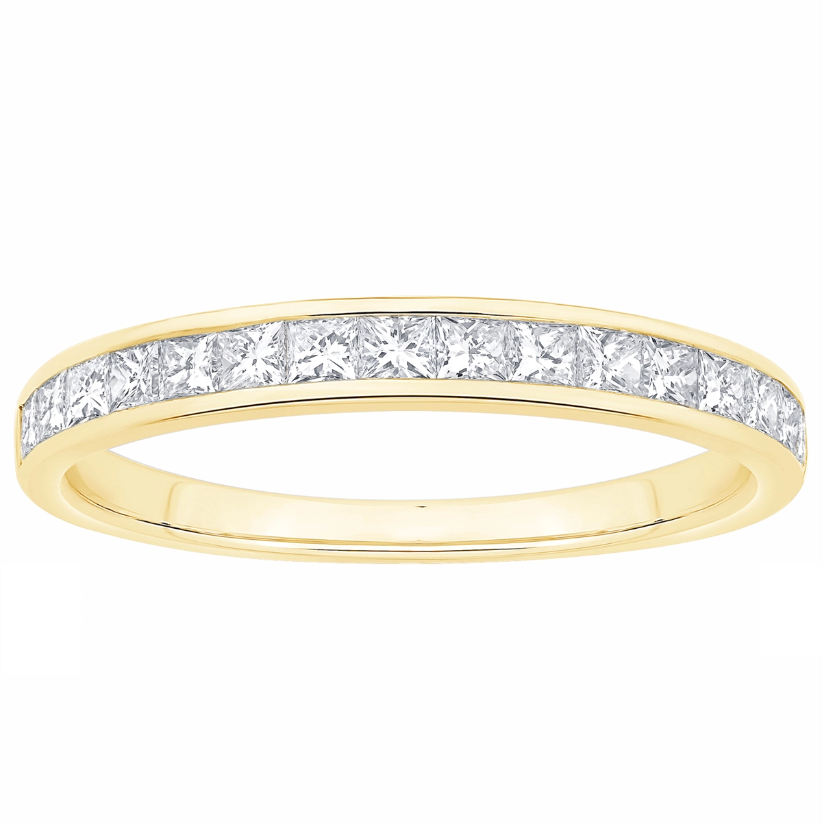 14K Yellow Gold Channel Set Princess Cut Diamond Band