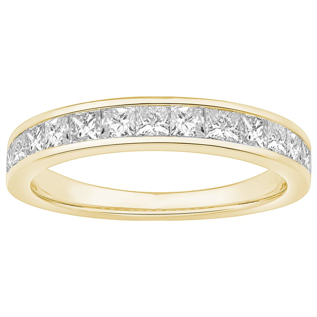 14K Yellow Gold Channel Set Princess Cut Diamond Band