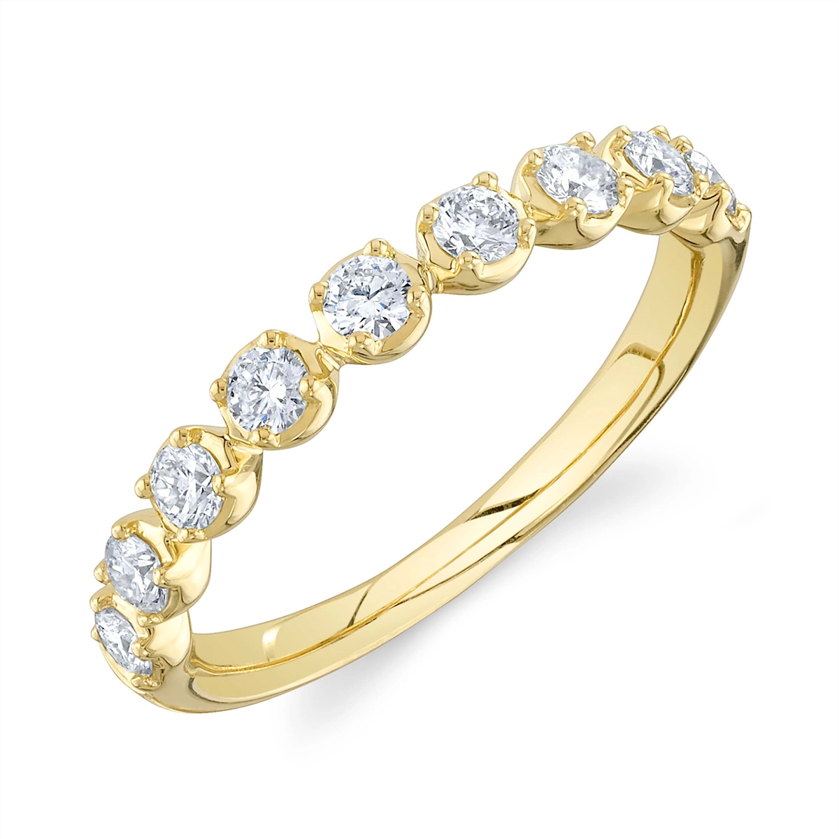 14K Yellow Gold Crown Setting Diamond Band