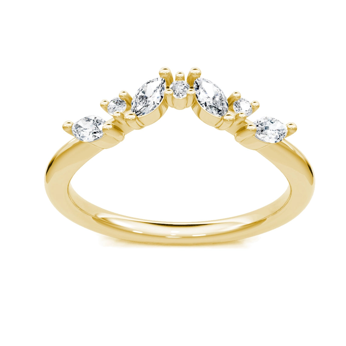 14K Yellow Gold Curved Diamond Band