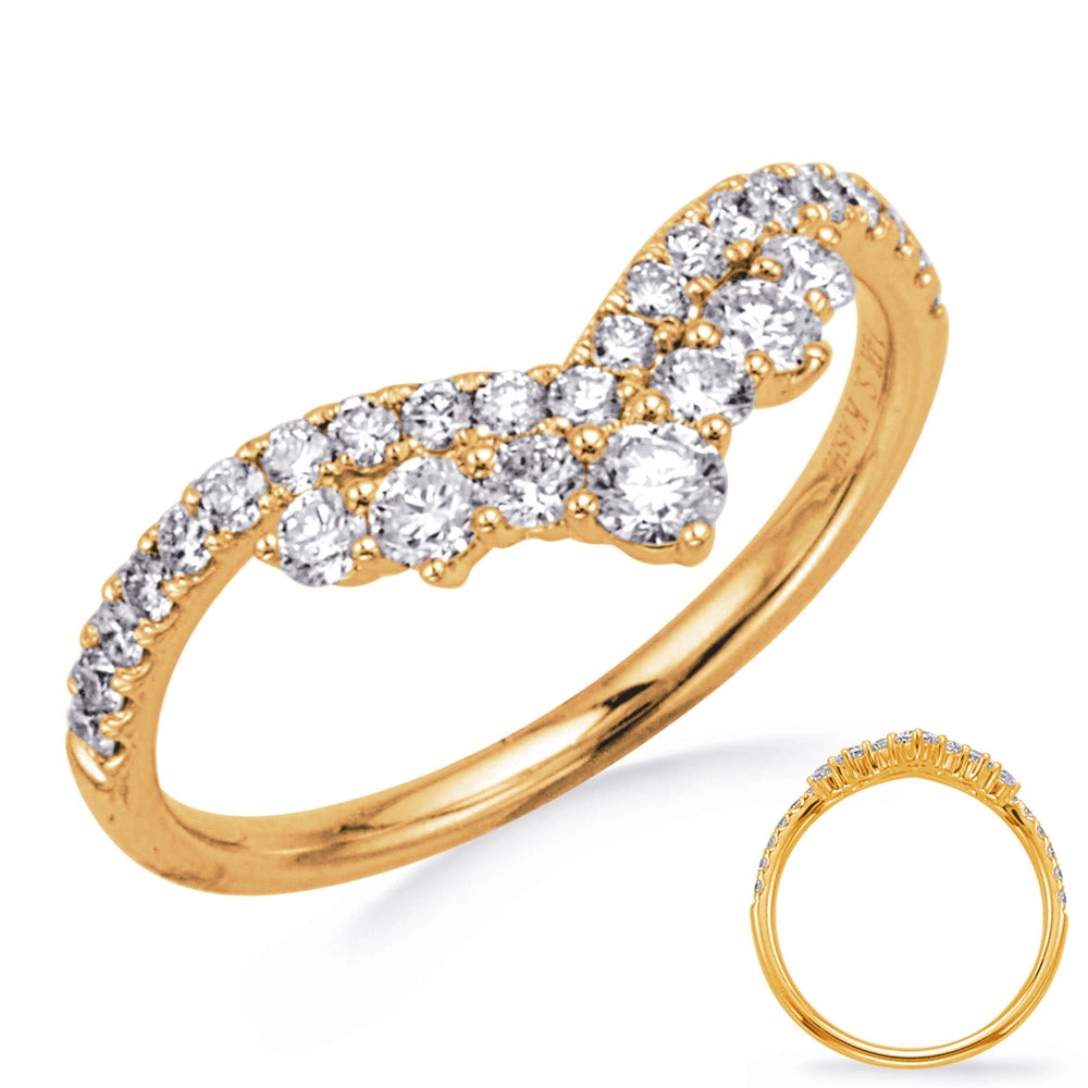 14K Yellow Gold Curved Diamond Band