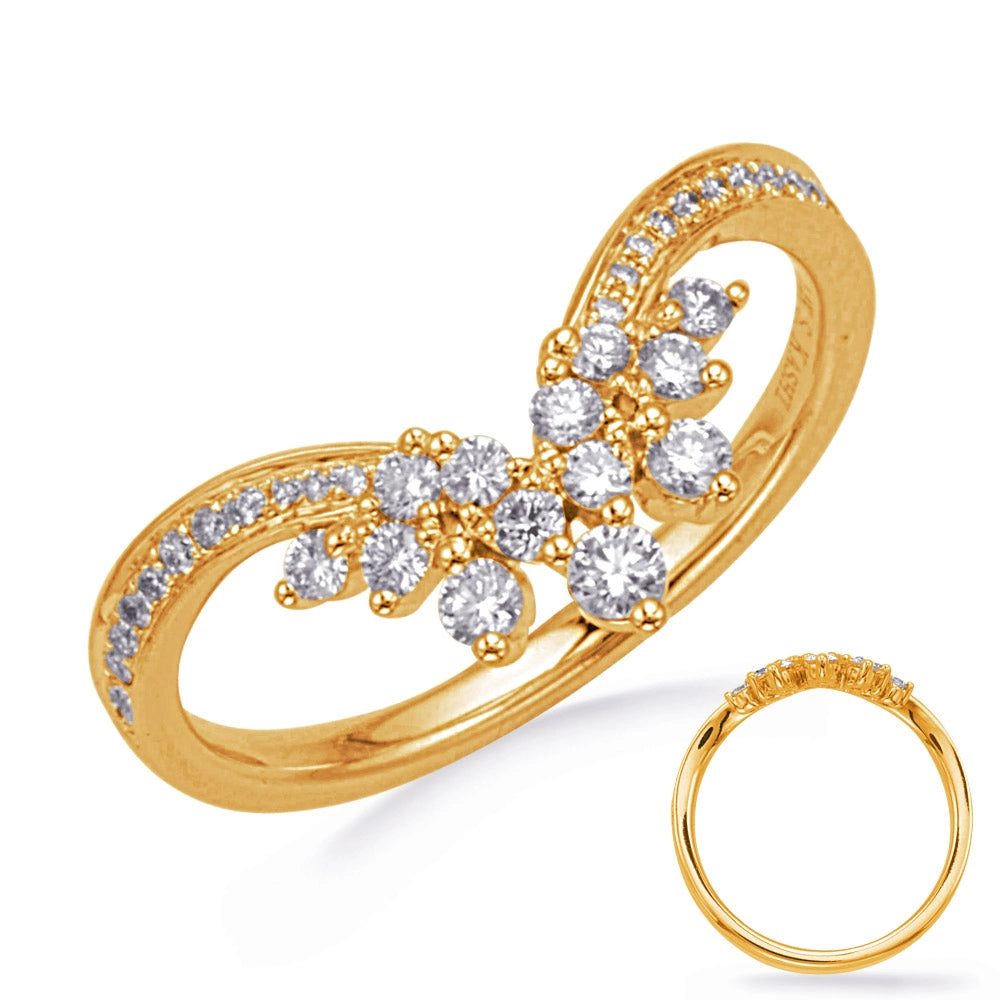 14K Yellow Gold Curved Diamond Band