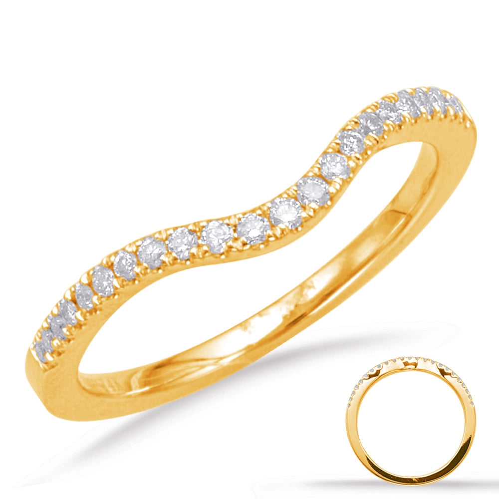 14K Yellow Gold Curved Diamond Band, Prong Set