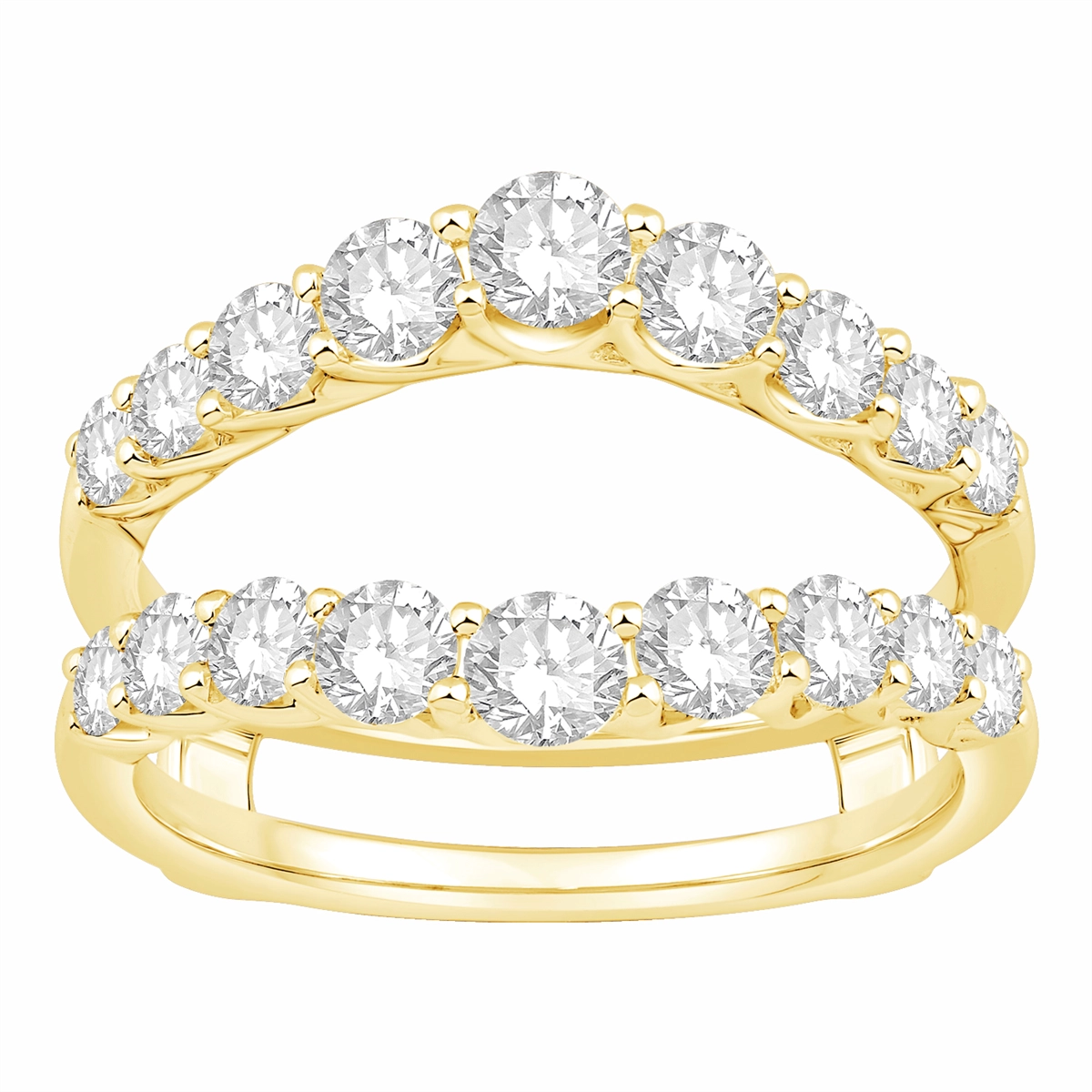 14K Yellow Gold Curved Diamond Ring Guard