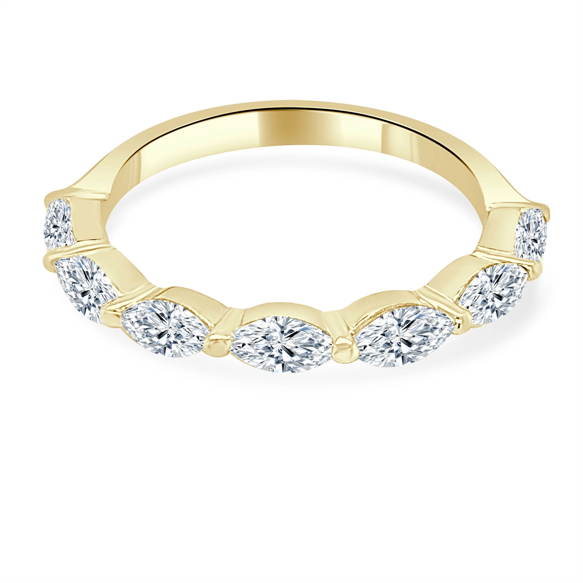 14K Yellow Gold Diamond Band, 7-stone Marquise