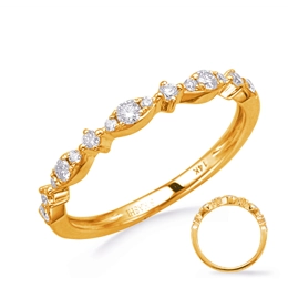 14K Yellow Gold Diamond Band, Marquise & Round Design