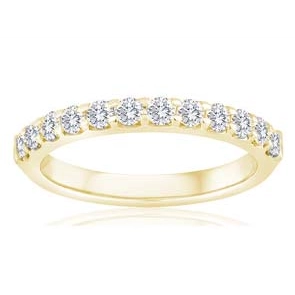 14K Yellow Gold Diamond Band, Prong Set