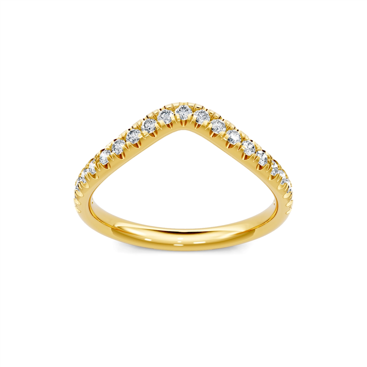 14K Yellow Gold Diamond Curved Band