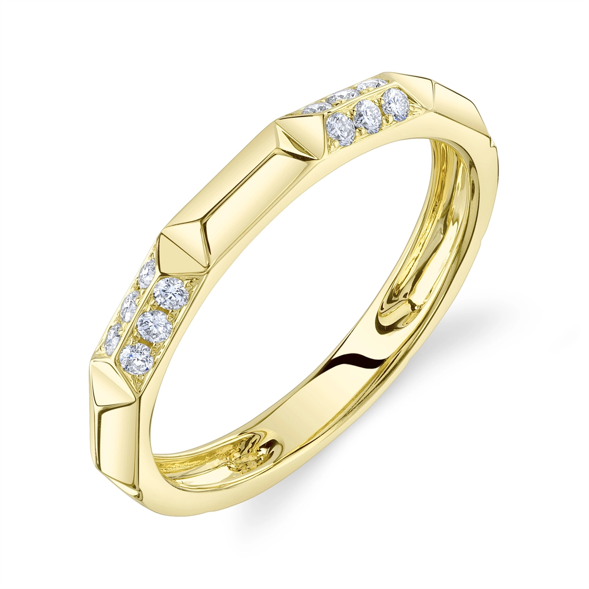 14K Yellow Gold Diamond Section Band