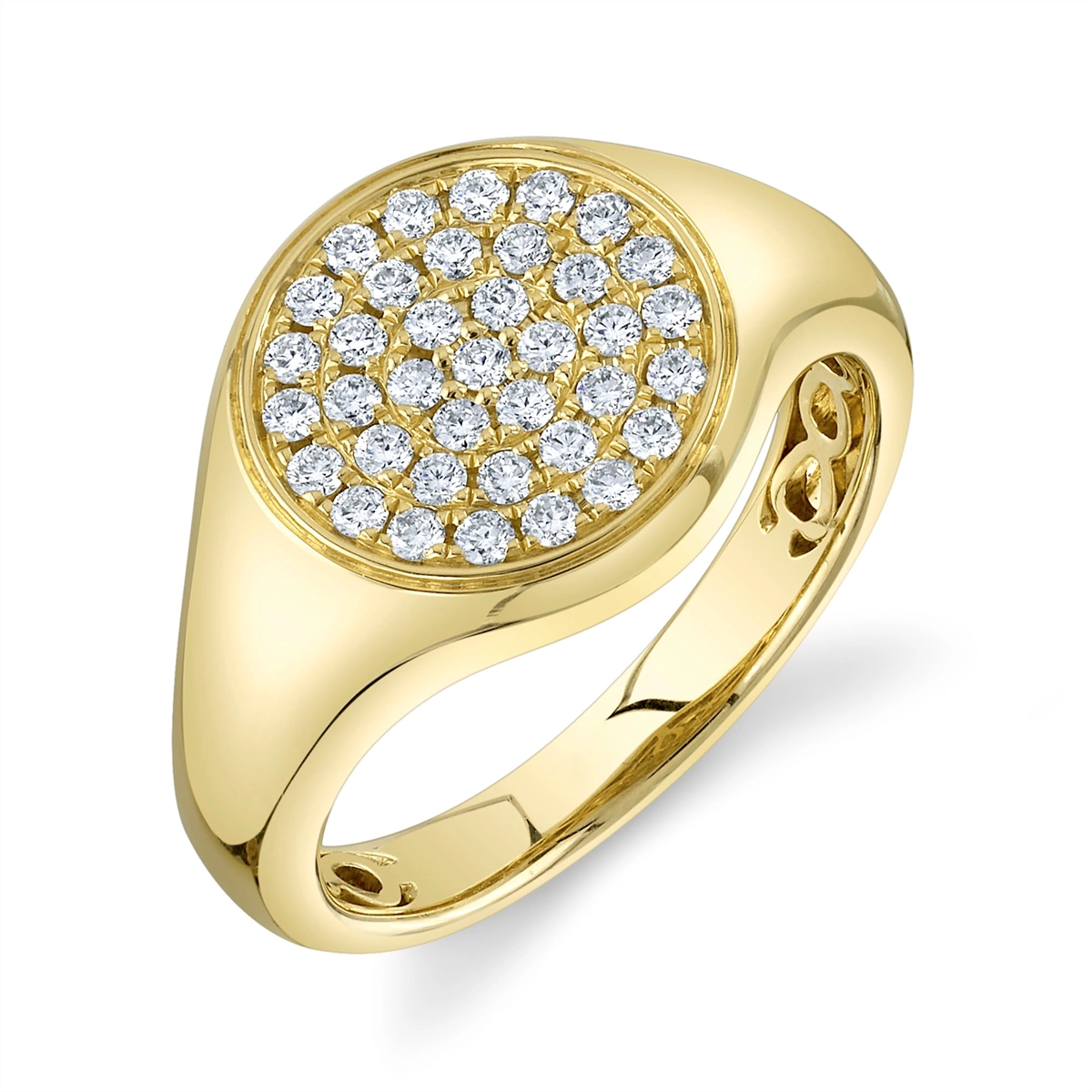 14K Yellow Gold Diamond Signet Ring