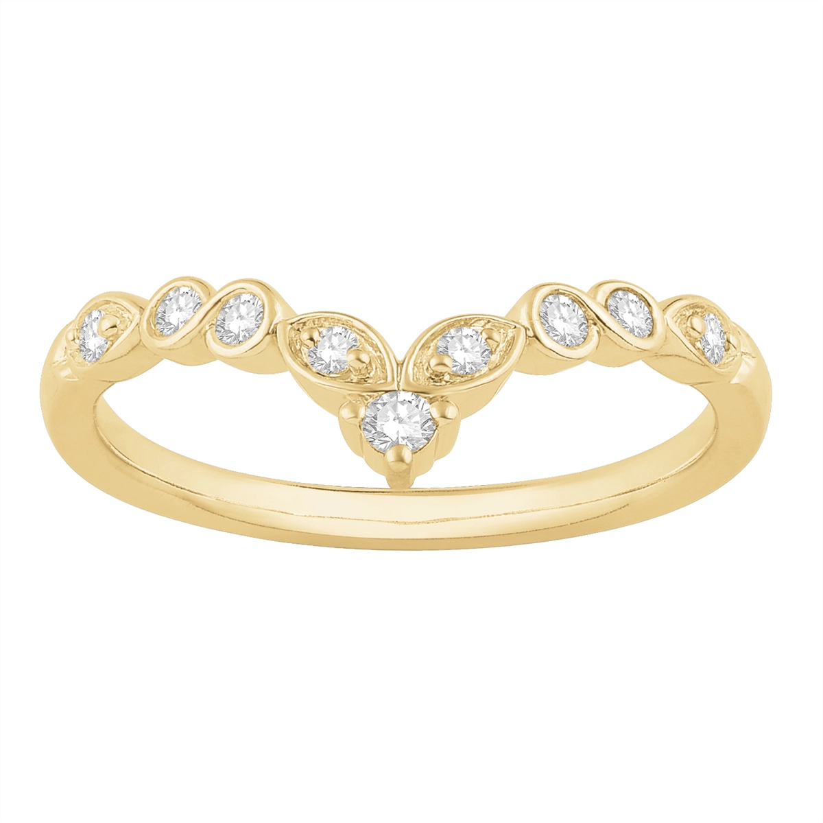 14K Yellow Gold Fancy Curved Diamond Band