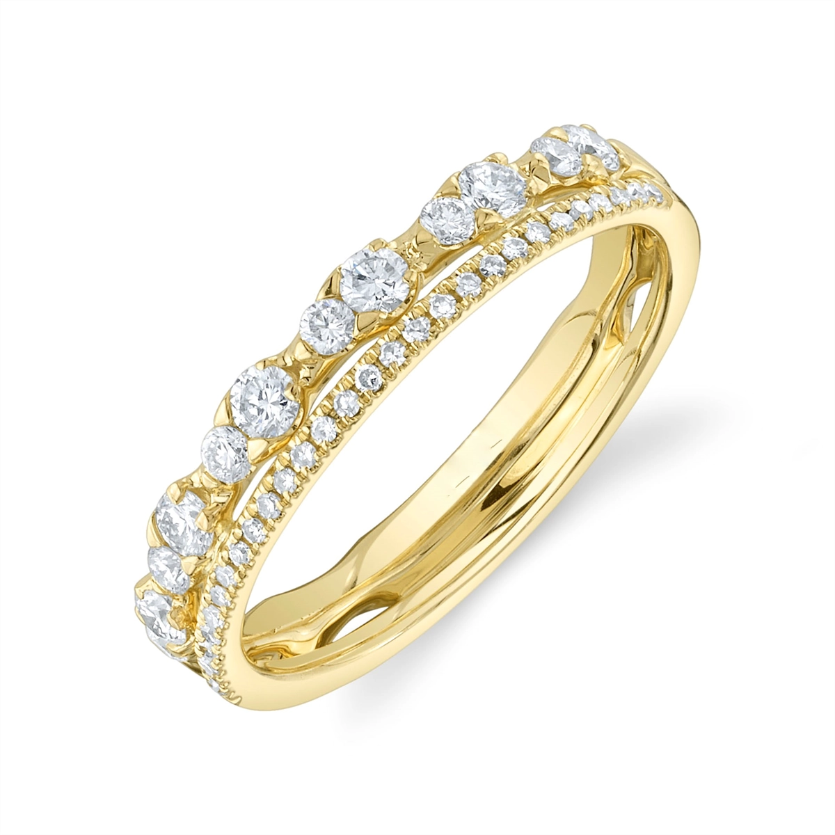 14K Yellow Gold Layered Diamond Band