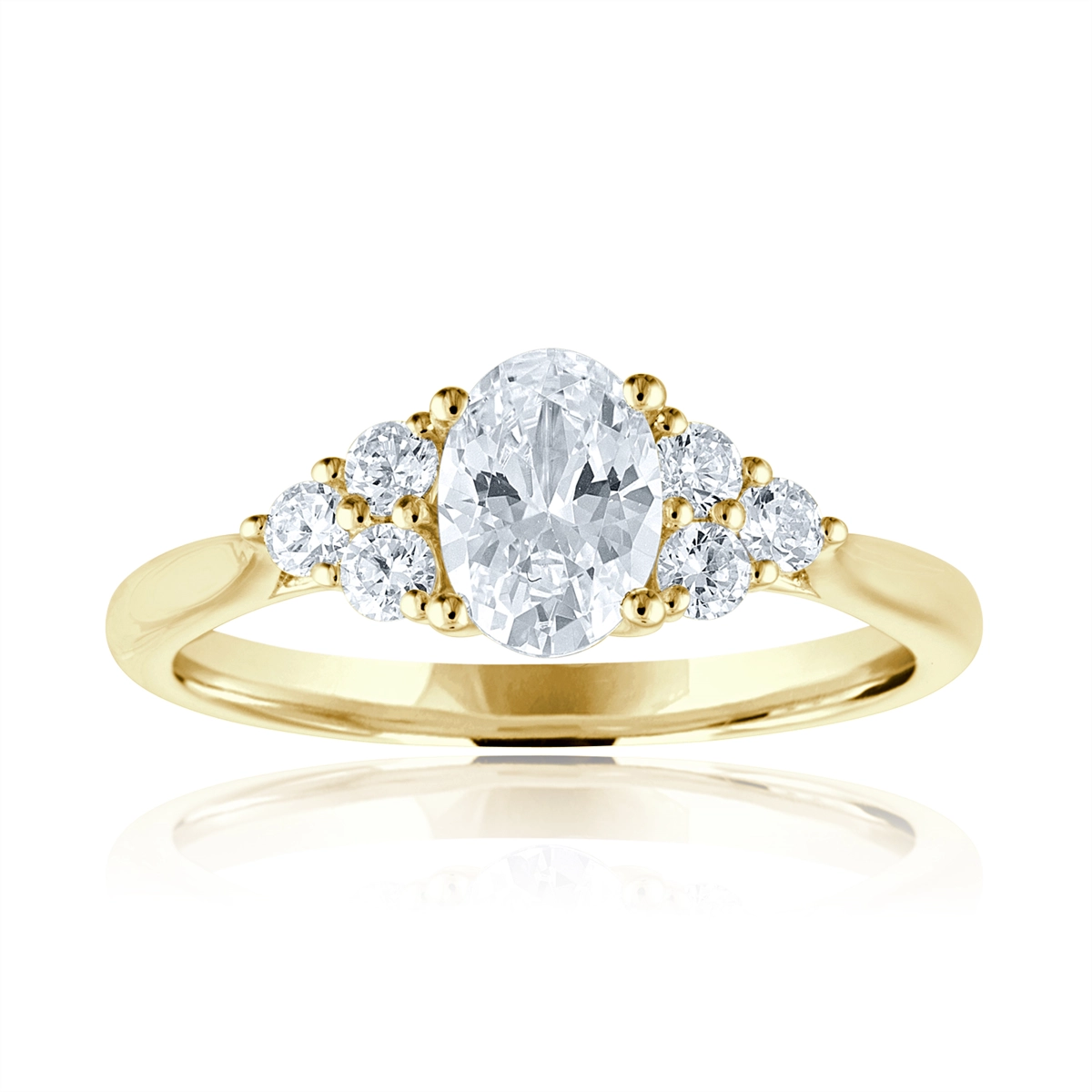 14K Yellow Gold Oval Diamond Semi Mount Ring