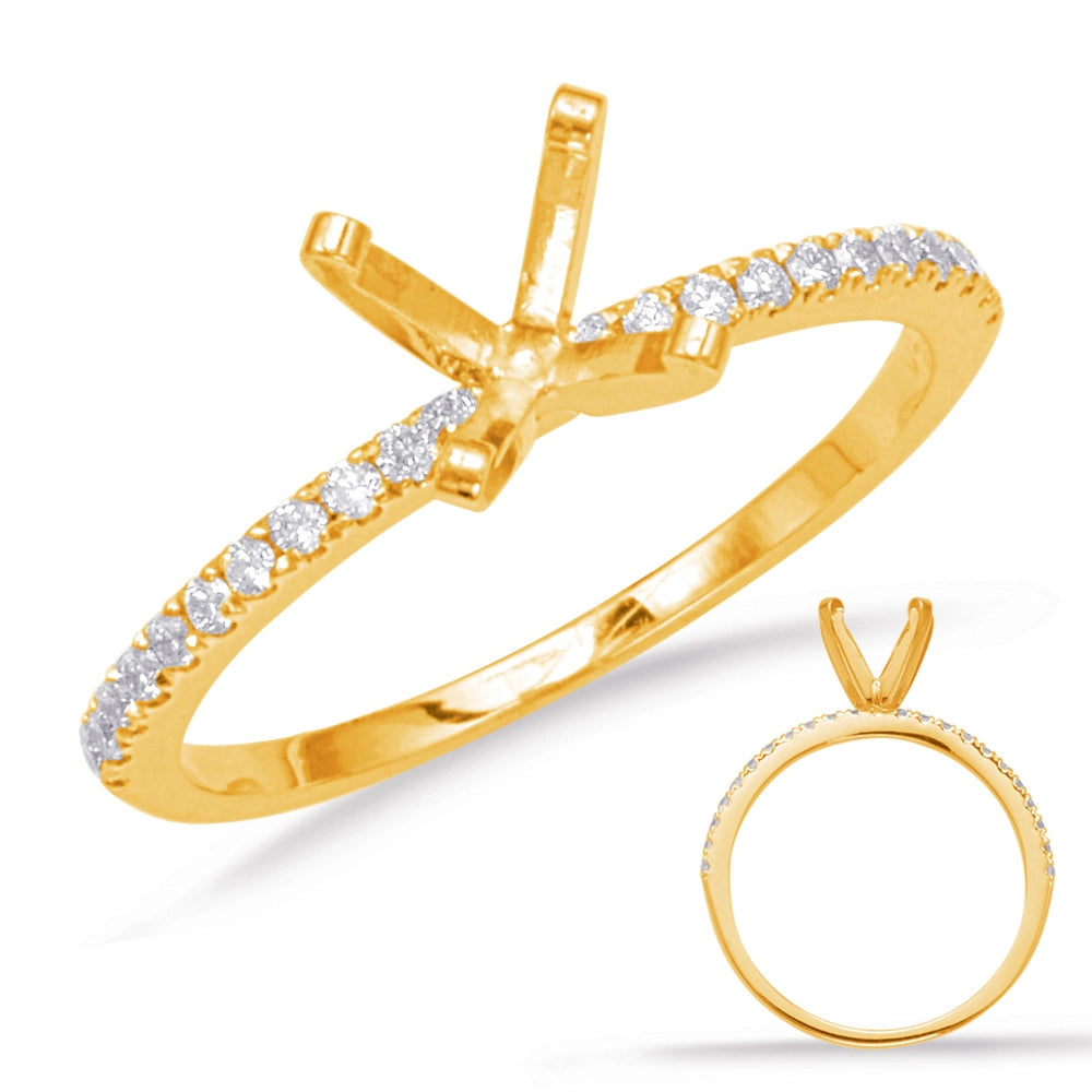 14K Yellow Gold Semi Mount Diamond Ring with White Gold Prong Head