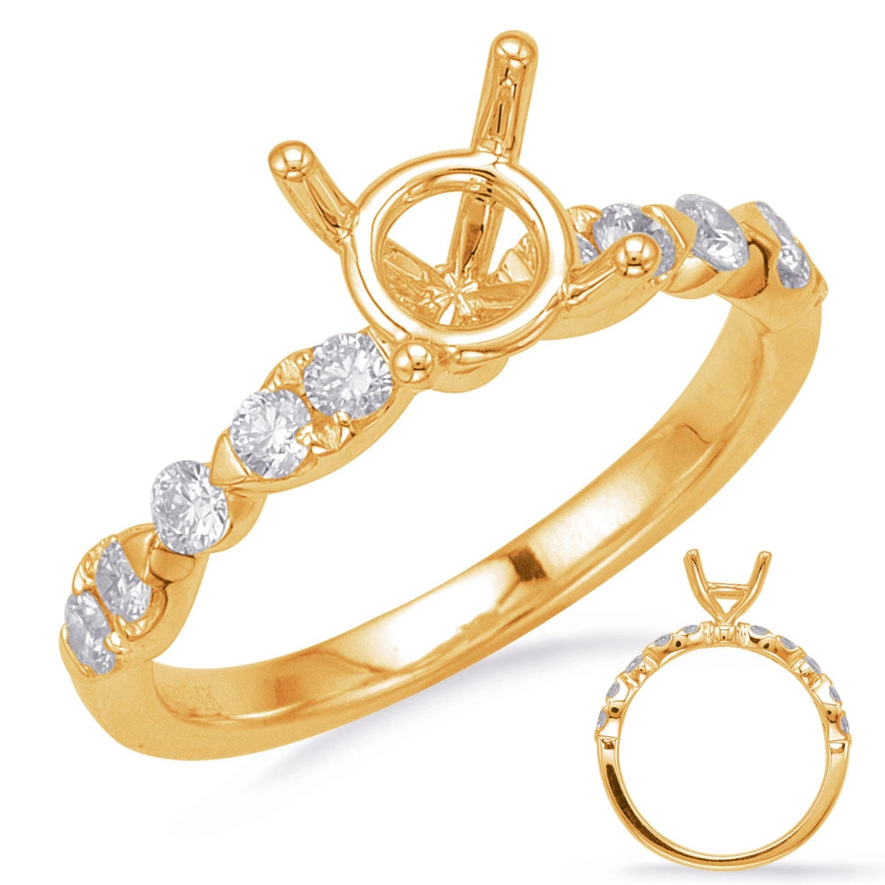 14K Yellow Gold Semi-mount Diamond Ring