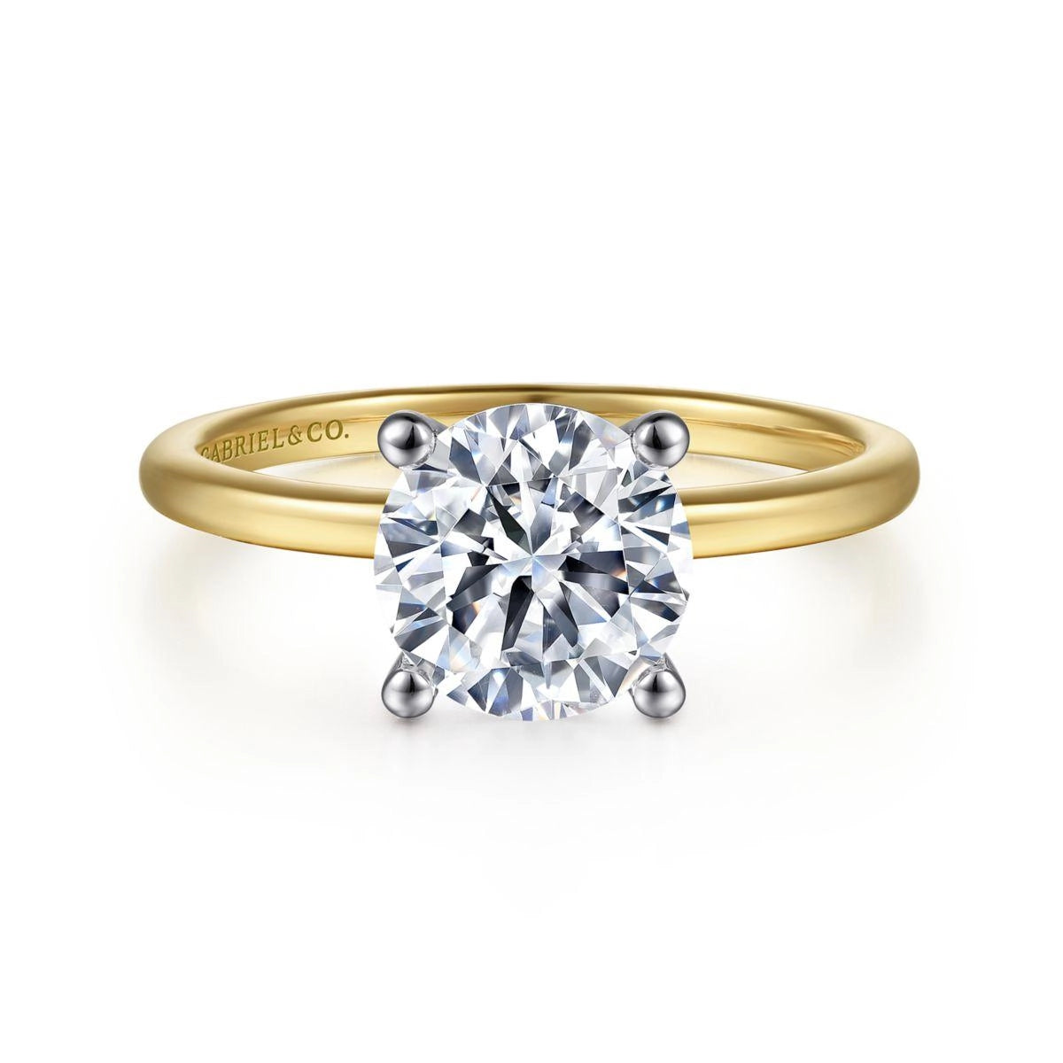 14K Yellow Gold Solitaire Ring with White Gold Head