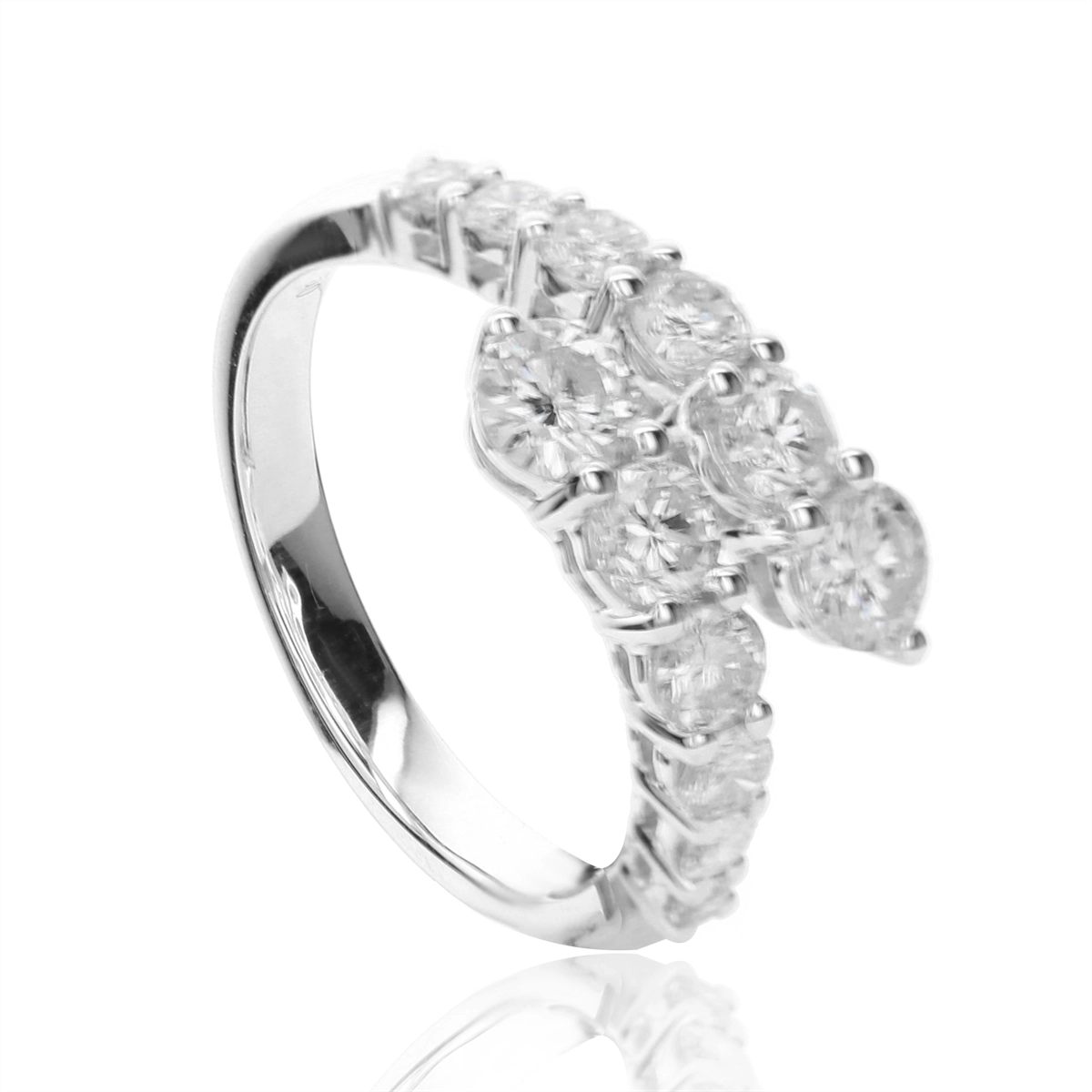 18K White Gold Diamond Bypass Ring