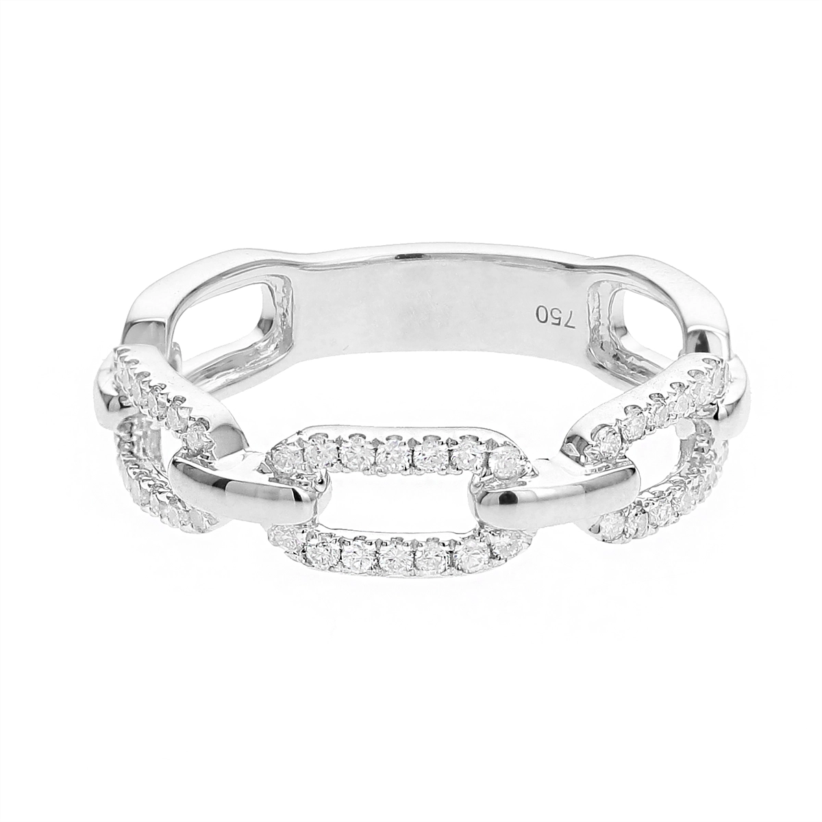 18K White Gold Diamond Link Ring