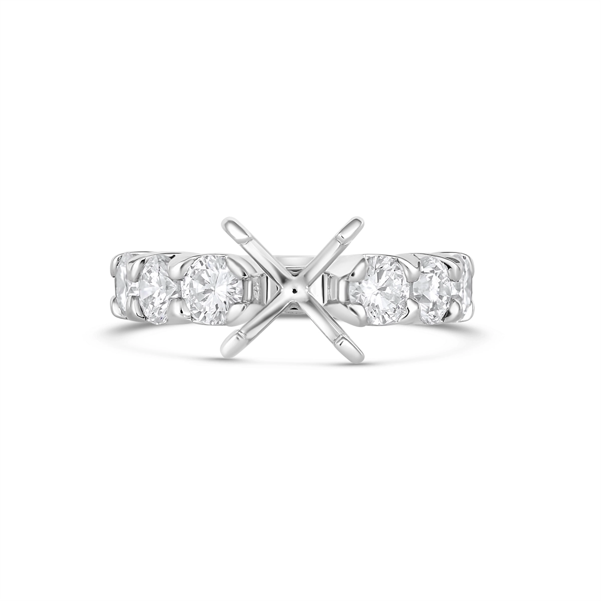 18K White Gold Diamond Semi-mount Ring, Prong Set