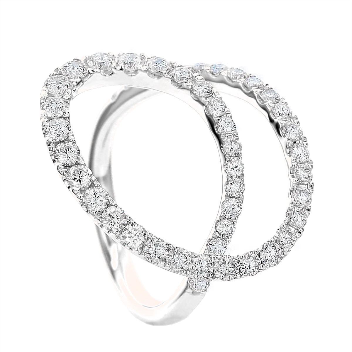 18K White Gold Diamond Swirl Ring