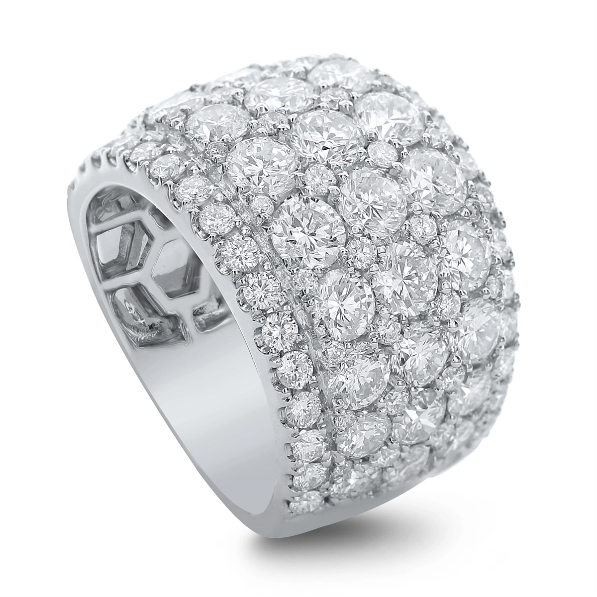 18K White Gold Wide Diamond Band