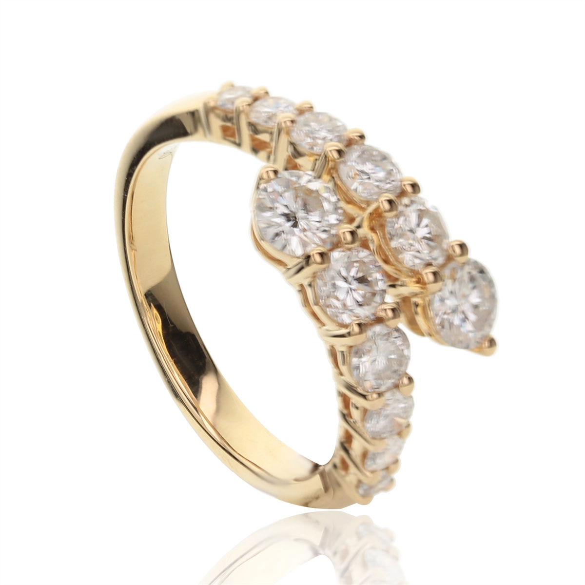 18K Yellow Gold Diamond Bypass Ring